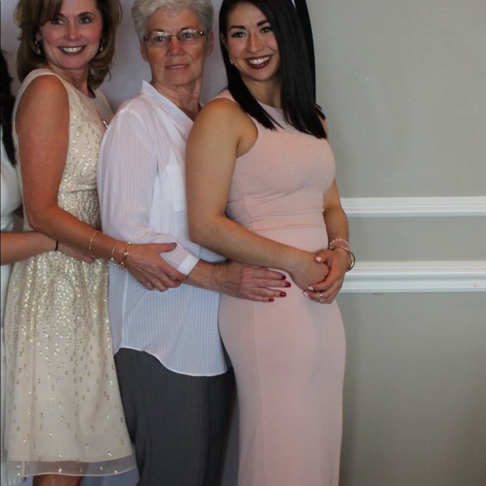 Floor length blush dress